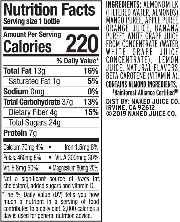 Naked Mango Almond 50% Less Sugar 15.2 Fl oz Bottle