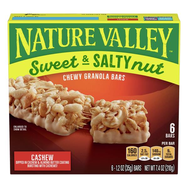 Nature Valley Sweet & Salty Nut Chewy Cashew Granola Bars 6, 1.2 oz bars