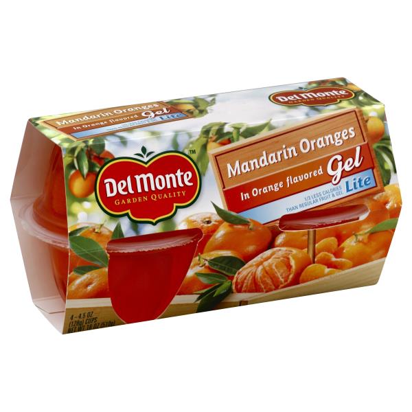 Del Monte Lite Mandarin Oranges, in Orange Flavored Gel 4, 4.5 oz cups