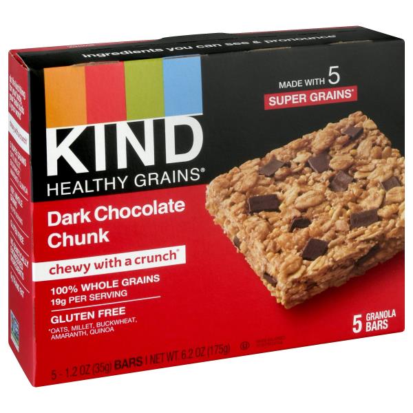 Kind Healthy Grains Granola Bars, Dark Chocolate Chunk 5, 1.2 oz bars