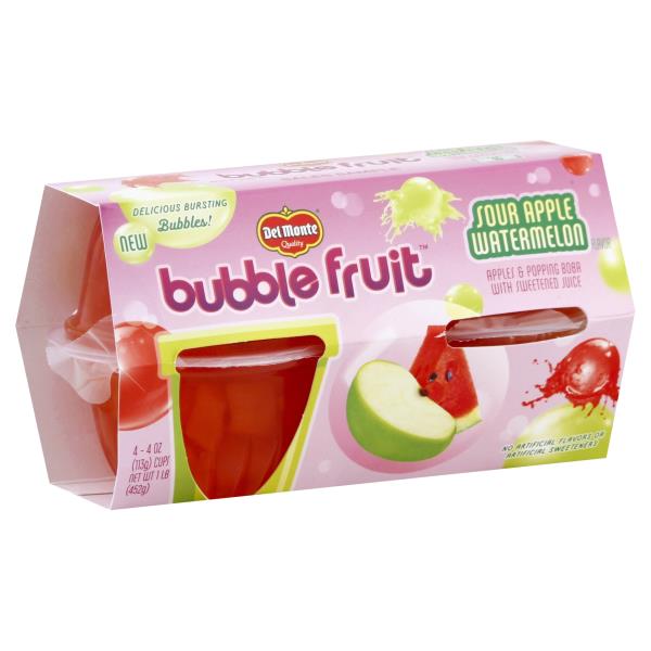 Del Monte Bubble Fruit, Sour Apple Watermelon Flavor 4, 4 oz cups