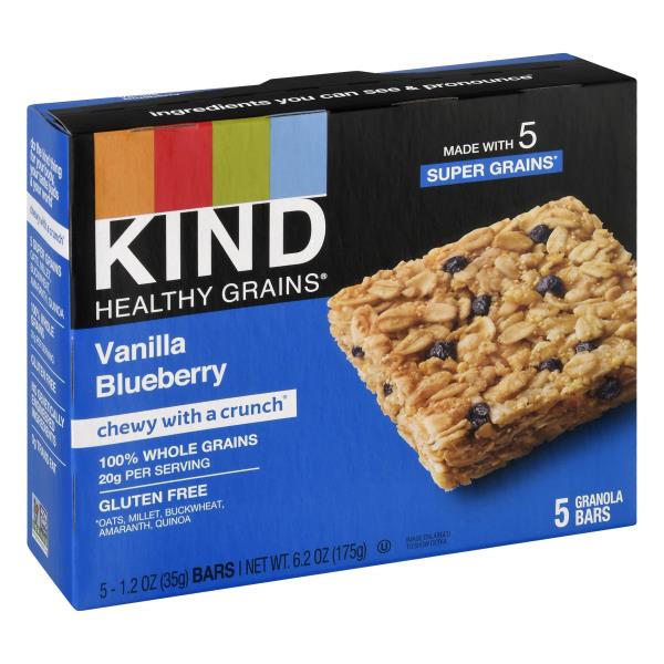Kind Healthy Grains Granola Bars, Vanilla Blueberry 5, 1.2 oz bar
