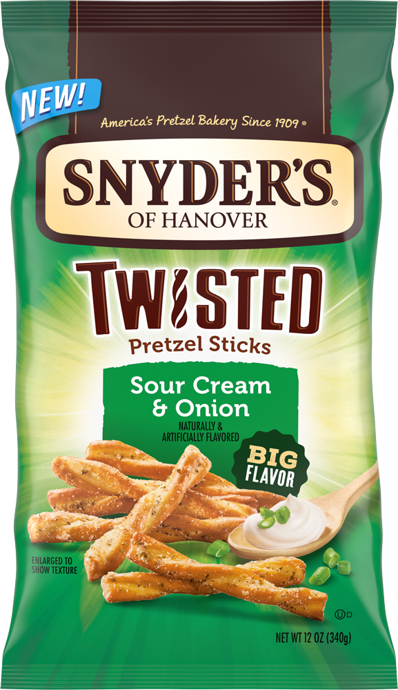Snyder’s Twisted Sour Cream & Onions Pretzels Sticks 12 oz