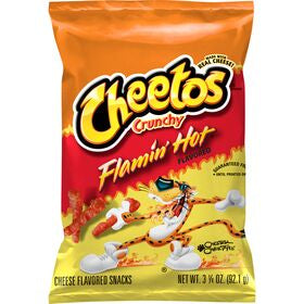 Cheetos Crunchy Cheese Flavored Snacks Flamin' Hot Flavored 3 1/4 oz