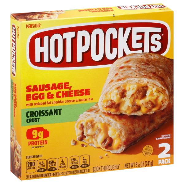 Hot Pockets Sandwiches, Croissant Crust, Sausage, Egg & Cheese, 2 ct