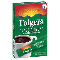 Folgers Classic Decaf, Single Serve Packets 6, .07 oz