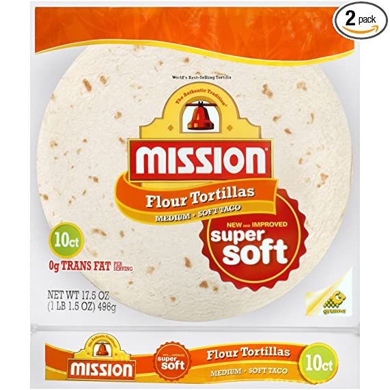 Mission Flour Tortillas Super Soft Soft Taco 10 count