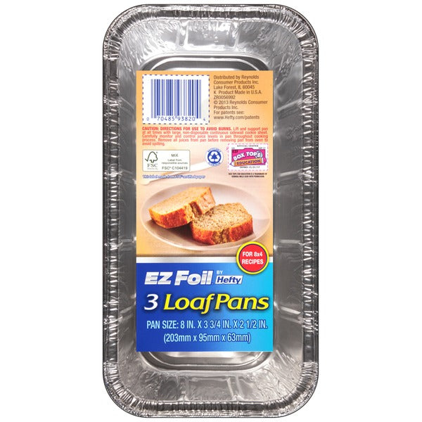 Hefty Ez Foil 8 in. X 3.75 in. X 2.5 in. Loaf Pans - 3 ct